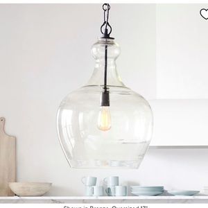 NWT Pottery Barn Large FLYNN Clear Glass 17” diameter Pendant Light